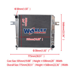 2Wolrey Aluminum Radiator for Jeep Cherokee Liberty KJ 3.7L V6 AT 2001-2008 2002 2003 2004 2005 2006 2007
