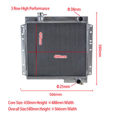 4Wolrey Aluminum Radiator Fits 1977-1984 Toyota Landcruiser 40 Series HJ47 HJ45 2H Diesel MT 1978 1979 1980 1981 1982 1983