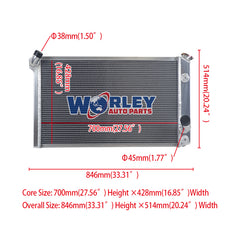 4Wolrey Aluminum Radiator for 1973-1976 Chevy Corvette V8 5.7L 7.4L 1974 1975