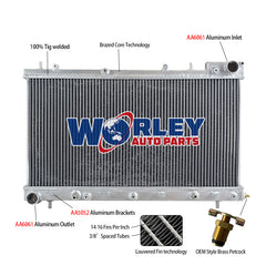 6Wolrey Aluminum Radiator FOR Subaru Forester GT SF5 EJ202 EJ205 2.0 16V Turbo 1997-2002 AT 1998 1999 2000 2001