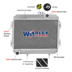 6Wolrey Aluminum Radiator Fits 1974-1985 TOYOTA COROLLA KE30 KE38 KE55 KE70 AT 1975 1976 1977 1978 1979 1980 1981 19852 1983 1984