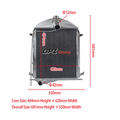 6Wolrey Aluminum Radiator Fits Ford Model A Heavy Duty 3.3L L4 4CYL 1928 1929