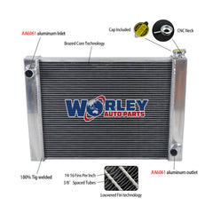 6Wolrey Aluminum Radiator for Chevy GM SBC BBC 23"x19"Core Universal