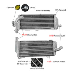 Worley Aluminum Radiator For Yamaha YZ250F 2019-2023; YZ450F 2018-2022 2019 2020 2021
