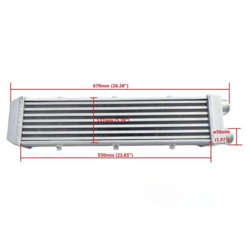 Wolrey Core 550x140x70mm Universal Turbo Front Mount Aluminum Intercooler In/Outlet 2"