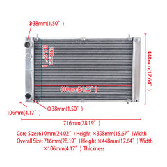 Wolrey Aluminum Radiator Fit Maserati Biturbo 2500 2.5L 1981-1994 1982 1983 1984 1985 1986 1987 1988