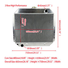 Wolrey Aluminum Radiator Fits FORD F100 F250 F350 Bronco TRUCK V8 1967-1981