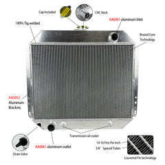 Wolrey Aluminum Radiator Fits FORD F100 F250 F350 Bronco TRUCK V8 1967-1981