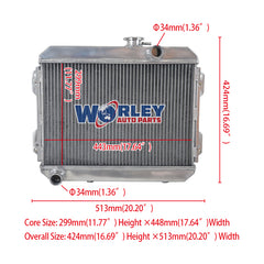 Wolrey Aluminum Radiator Fits KE30 KE35 KE38 KE55 KE70 1974-1985 for TOYOTA COROLLA AUTO MT