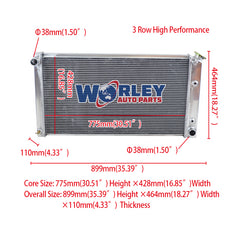 Wolrey Aluminum Radiator Fit Cadillac DeVille/Pontiac/Buick/Brougham Fleetwood AT 1977-1992 1978 1979 1980 1981 1982