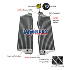 Worley Aluminum Radiator For HUSQVARNA WR/CR 125/250/300/360 2000-2010 2001 2002 2003 2004 2005 2006 2007 2008 2009