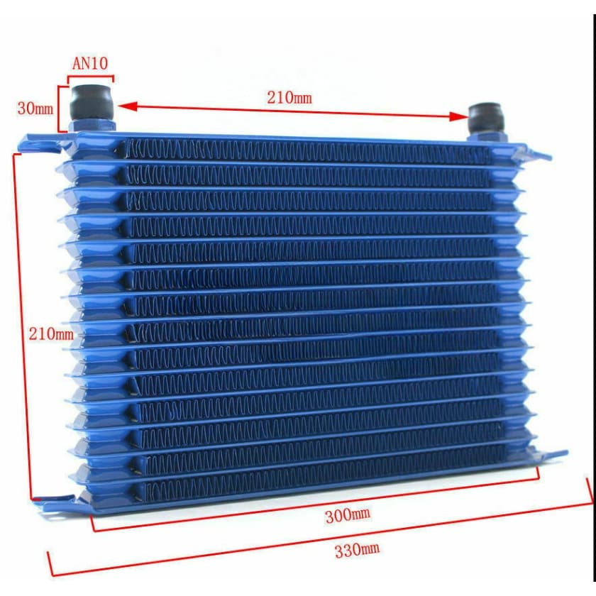Wolrey Universal 15 Row An-10an Universal Engine Transmission Oil Cooler Blue 300*207*50mm