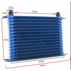 Wolrey Universal 15 Row An-10an Universal Engine Transmission Oil Cooler Blue 300*207*50mm