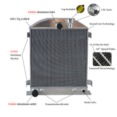 Wolrey Aluminum Radiator Fit 1931-1932 Ford Chopped Hot Rod w/Ford 302 V8 Model A 31