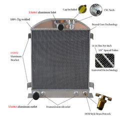 Wolrey Aluminum Radiator Fit 1931-1932 Ford Chopped Hot Rod w/Ford 302 V8 Model A