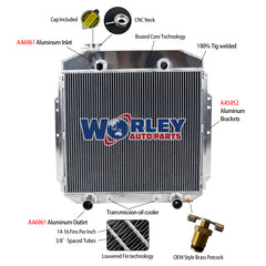 Wolrey Aluminum Radiator Fit 1953-1956 1954 Ford F100 F250 F350 Truck V8 Flathead AT