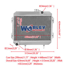 Wolrey Aluminum Radiator Fits 1974-1985 TOYOTA COROLLA KE30 KE38 KE55 KE70 AT 1975 1976 1977 1978 1979 1980 1981 19852 1983 1984