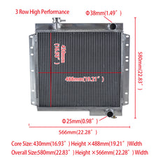 Wolrey Aluminum Radiator Fits 1977-1984 Toyota Landcruiser 40 Series HJ47 HJ45 2H Diesel MT 1978 1979 1980 1981 1982 1983