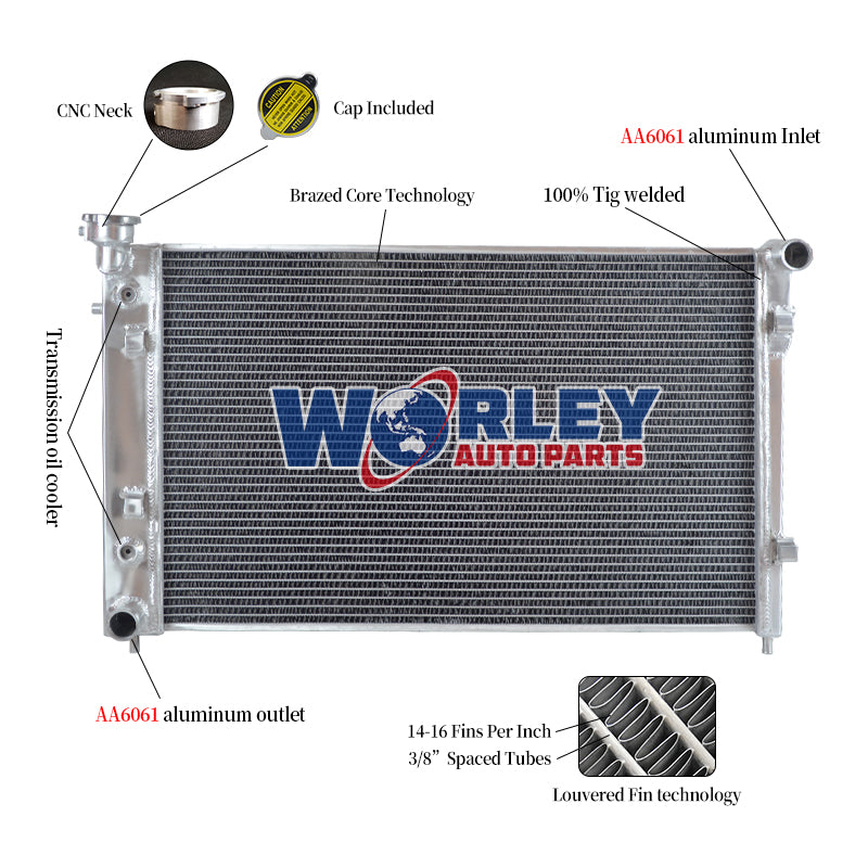 Wolrey Aluminum Radiator Fits 2002 2003-2004 Holden VY Commodore V6 3.8L 6cyl Petrol AT