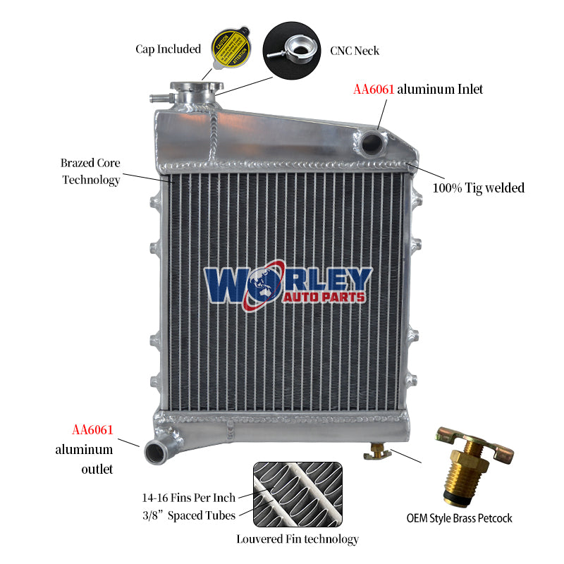 Wolrey Aluminum Radiator Fits Austin Rover Mini Cooper 850 1000 1100 1275 1959-1991