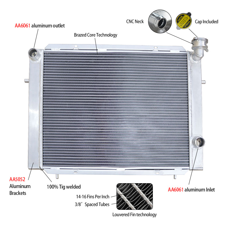 Wolrey Aluminum Radiator Fits Holden Commodore VB/VC/VH/VK V6 Manual 1979-1985