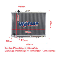 Wolrey Aluminum Radiator Fits Mitsubishi TRITON MK 3.0L 6Cyl V6 10/1996-6/2006 1997 1998 1999 2000 2001 2002 2003 2004 2005