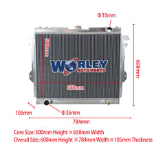 Wolrey Aluminum Radiator Fits TOYOTA HILUX TGN16R 2.7L 4Cyl Petrol 2005-ON