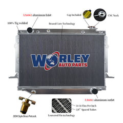 Wolrey Aluminum Radiator Fits TOYOTA Landcruiser FZJ80 4.5L 1FZ-FE 1990-1998 Manual