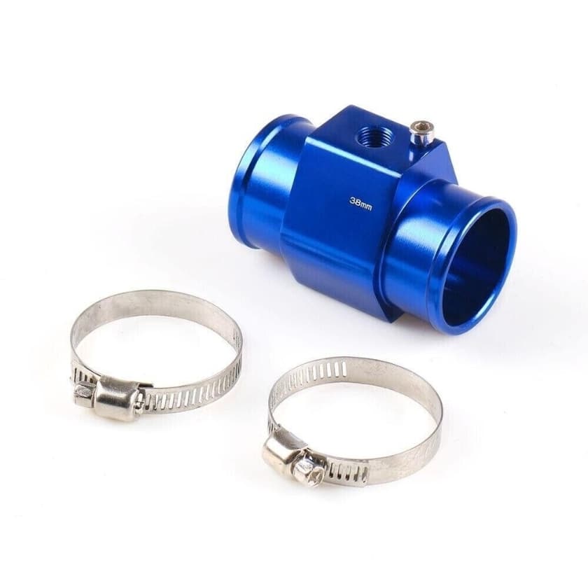 Worley 38mm 1.5" Aluminum Water Temp Temperature Joint Pipe Sensor Gauge Radiator Hose Adapter With 2 Clamps