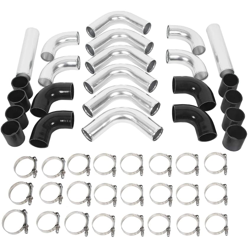 Worley 3" Inch 76mm Aluminum Universal Intercooler Turbo Piping Pipe Kit + Black hose