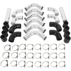 Worley 3" Inch 76mm Aluminum Universal Intercooler Turbo Piping Pipe Kit + Black hose