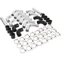 Worley 3" Inch 76mm Aluminum Universal Intercooler Turbo Piping Pipe Kit + Black hose