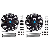 Worley Universal 1/2 PCS Curved Blade Electric Fan 7" inch 12V Volt with Mounting Fan Kit