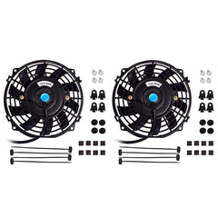 Worley Universal 1/2 PCS Curved Blade Electric Fan 7" inch 12V Volt with Mounting Fan Kit