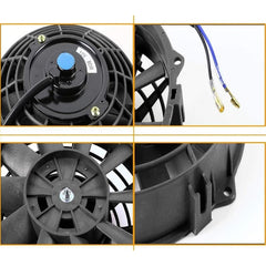 Worley Universal Curved Blade Electric Fan 12V Volt with Mounting Fan Kit