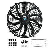 Worley Universal Curved Blade Electric Fan 16" inch 12V Volt with Mounting Fan Kit