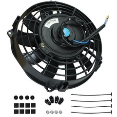Worley Universal Curved Blade Electric Fan 7" inch 12V Volt with Mounting Fan Kit
