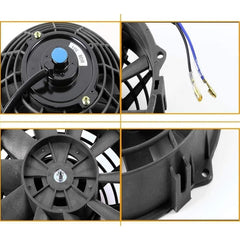 Worley Universal Curved Blade Electric Fan 9" inch 12V Volt with Mounting Fan Kit