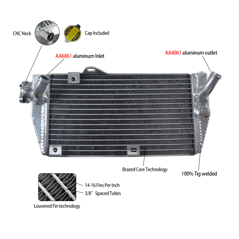 Worley Aluminum Radiator Fits Kawasaki KLR650 KLR 650 1987-2007 1988 1989 1990 1991 1992
