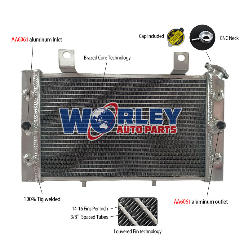 Worley Aluminum Radiator For ATV YAMAHA Rhino700 Rhino 700 2008-2011 2009 2010 2011
