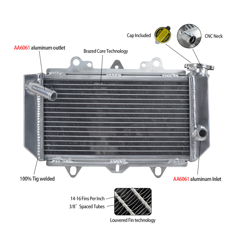 Worley Aluminum Radiator For Yamaha YFZ450 YFZ 450 oversized 2004-2008 2005 2006 2007