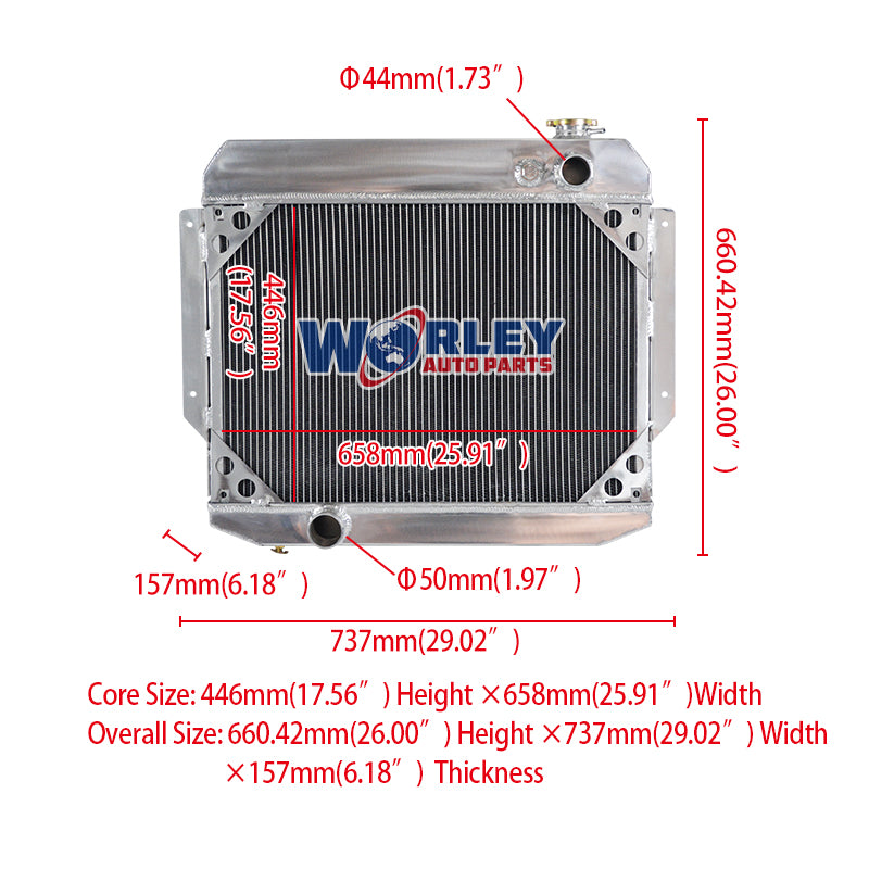 1Wolrey Aluminum Radiator FOR 1958-1960 1959 Lincoln Premiere V8 4-BBL AT