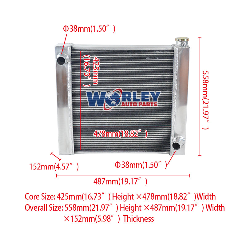 1Wolrey Aluminum Radiator FOR Chevy GM SBC BBC Universal 22"x19.7"