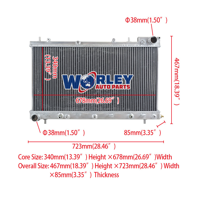 1Wolrey Aluminum Radiator FOR Subaru Forester GT SF5 EJ202 EJ205 2.0 16V Turbo 1997-2002 AT 1998 1999 2000 2001