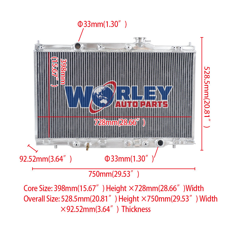 1Wolrey Aluminum Radiator Fit Honda 2002-2006 CR-V / 2003-2006 Element 2.4L L4 2004 2005