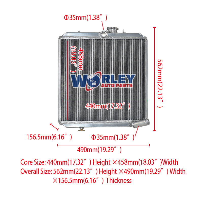 1Wolrey Aluminum Radiator Fit Land Rover 88/109 2.3/2.3D MT 1961 - 1986 1962 1963 1964 1965 1966 1967 1968