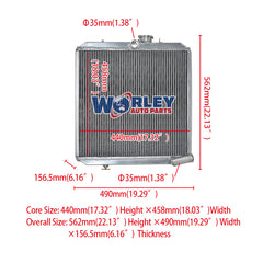 1Wolrey Aluminum Radiator Fit Land Rover 88/109 2.3/2.3D MT 1961 - 1986 1962 1963 1964 1965 1966 1967 1968
