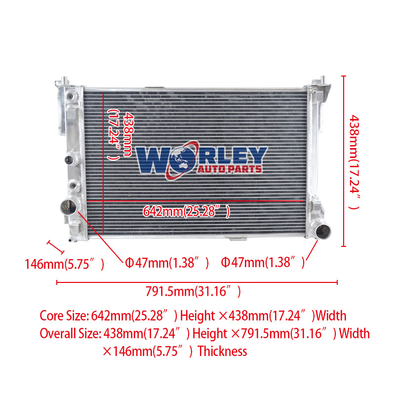 1Wolrey Aluminum Radiator Fit Mercedes Benz W204 C63 AMG 2008-2014 2009 2010 2011