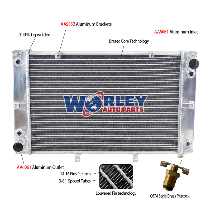 1Wolrey Aluminum Radiator Fit Porsche 928 with 2 Oil Coolers