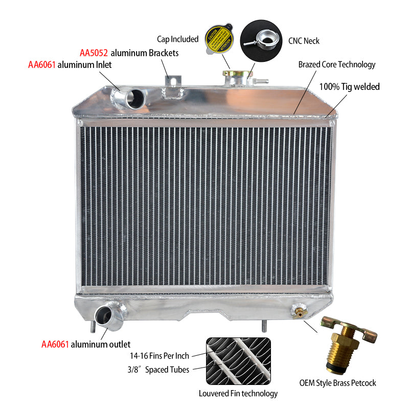 1Wolrey Aluminum Radiator Fits 1941-1952 JEEP Willys 1942 1943 1944 1945 1946 1947 19